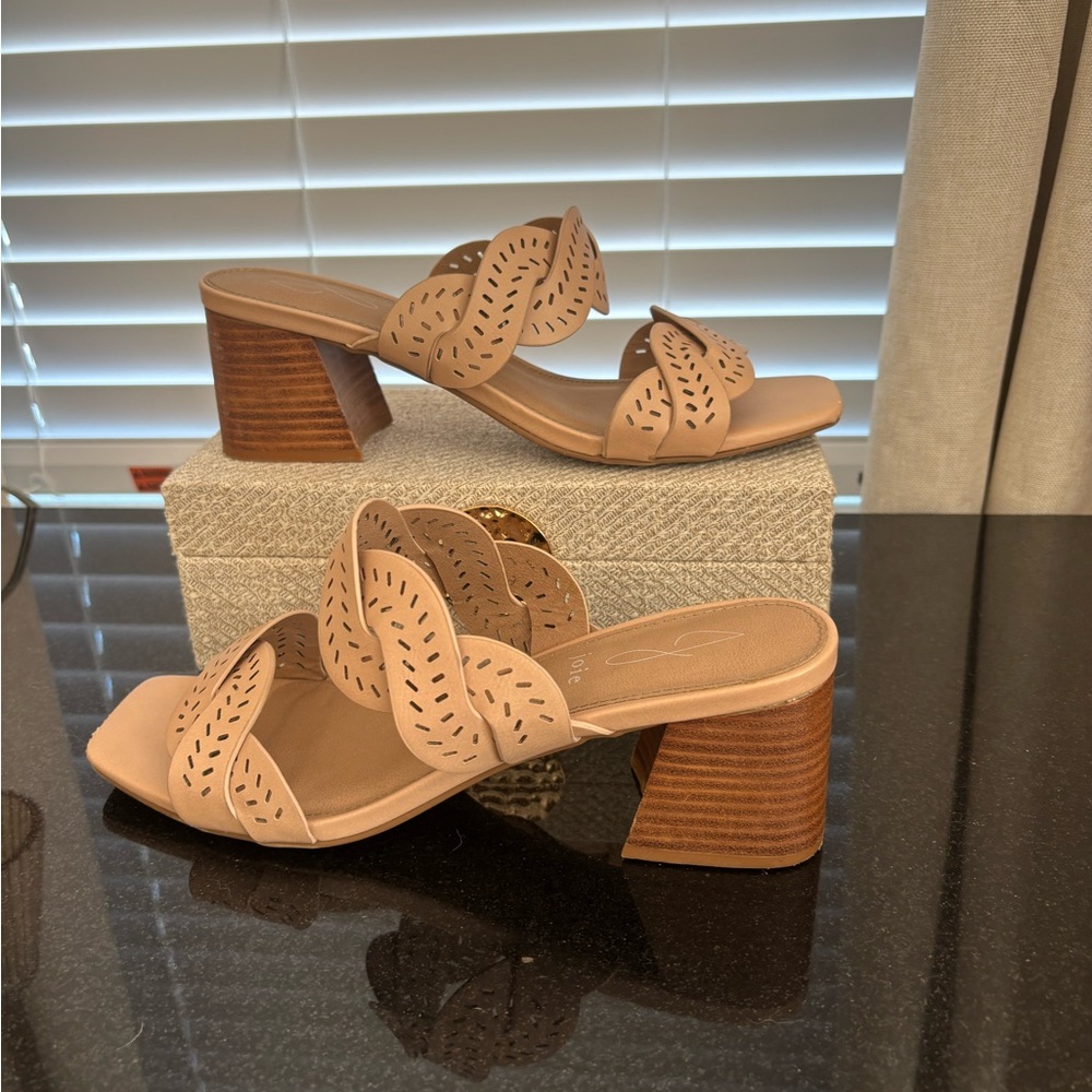Society Tan Cutout Block Heel Sandals
